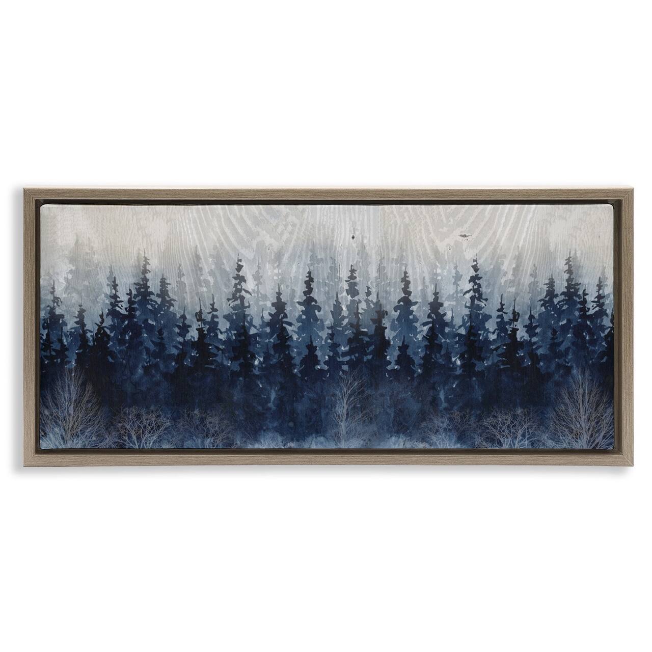 Stupell Industries Rustic Blue Forest Tree Line Floater Framed Art